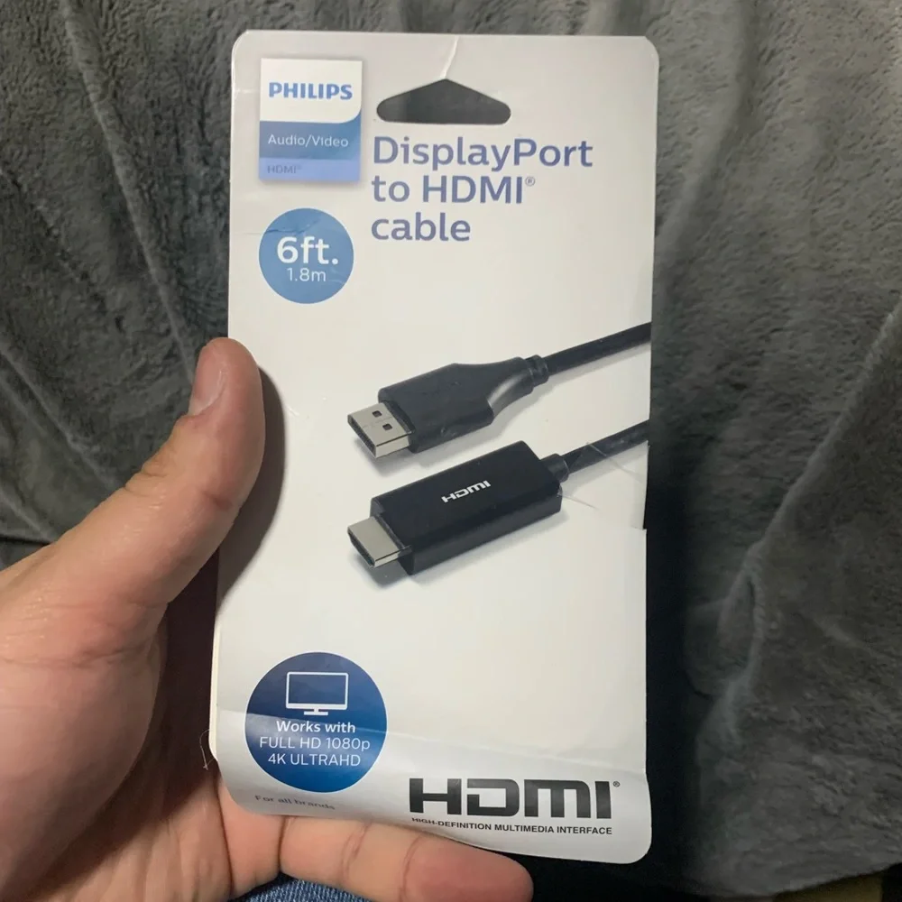 Philips 6 Feet Display Port to HDMI Cable - Black